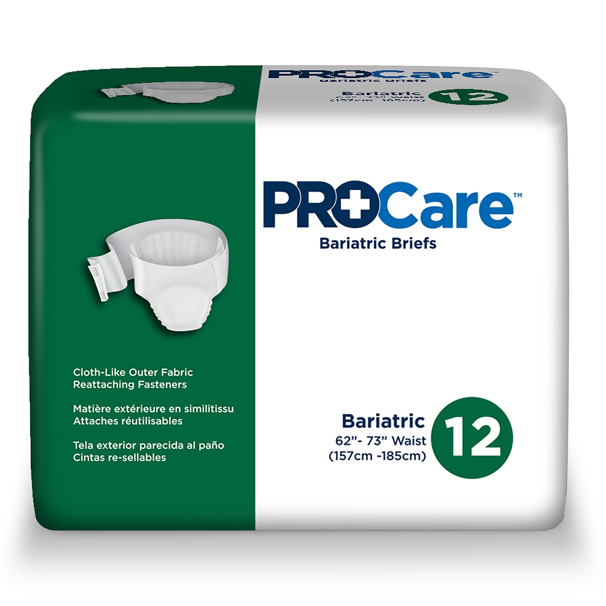 ProCare Unisex Adult Incontinence Brief, Heavy Absorbency, White, 2-XL